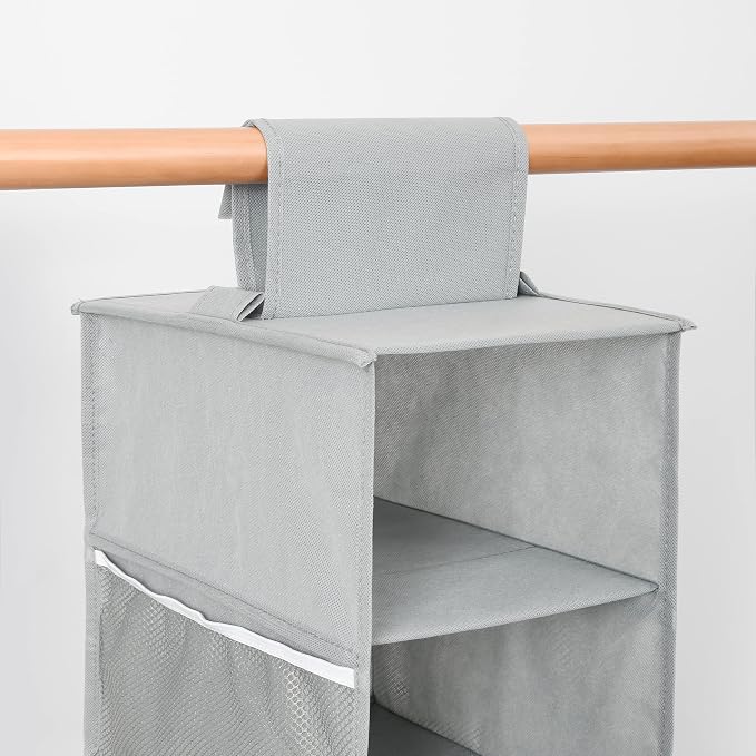 Berdeng Hanging Shoe Organizer for Closet with Side Mesh Pockets，Hat Racks for Baseball Caps，Shoe and Hat Holder & Storage，8-Shelf，Gray，1 Pack