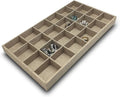 The Display Guys - Stackable Jewelry Tray and Organizer - for Drawers, Dressers, Store Display (24 Compartments, Beige Burlap)