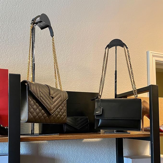 Royxen 3 Pack Purse Holder, Purse Display Stand with Adjustable Height, Bag Stands for Display, Stainless Steel Purse Rack for Bags Organizer (Black)