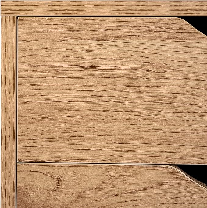 Naomi Home 5-Drawer Rolling Chest, Natural, Smart Storage with Metal Slide Glides & Smooth Wheels, Compact Space-Saver, Easy Assembly, Durable Engineered Wood