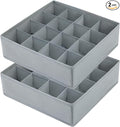 joyoldelf Sock Drawer Organizer Divider Underwear Organizer 16-cell Fabric Dresser Drawer Organizers Storage Boxes for Socks Lingerie, Handkerchiefs, Ties (Grey)