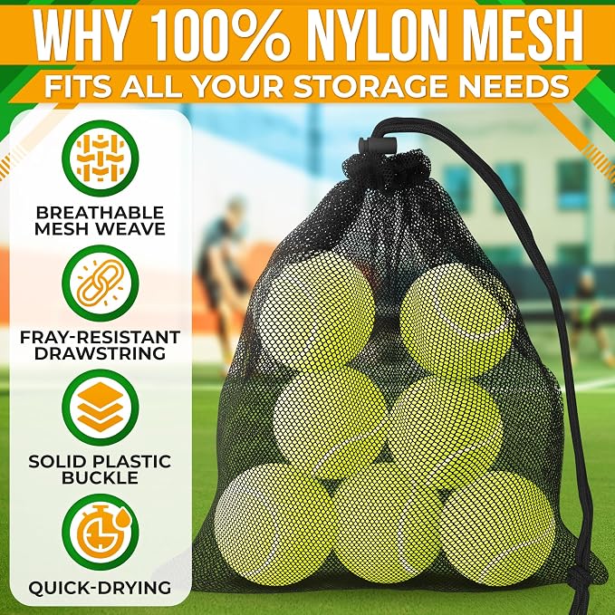 5 Pcs Small Mesh Bag Bulk, 11.8" x 7.48", Breathable Nylon (Black) | Reusable Small Mesh Bags Drawstring for Tennis, Golf, Travel, Beach, Sports Equipment, and Outdoor Activities; Tear-Resistant