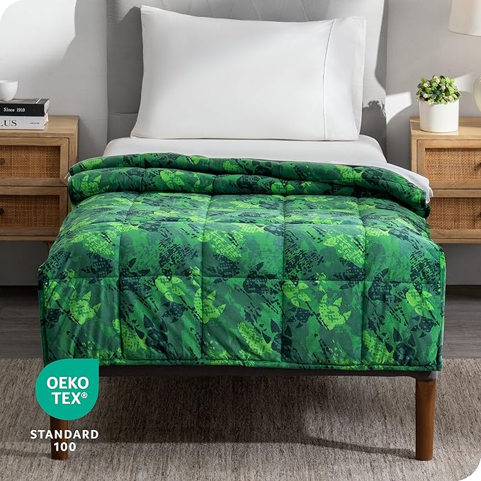 Bare Home Weighted Blanket Twin or Full Size 10lb (40" x 60") - Minky Fleece - Premium Heavy Blanket Nontoxic Glass Beads (Dinosaur, 40"x60")