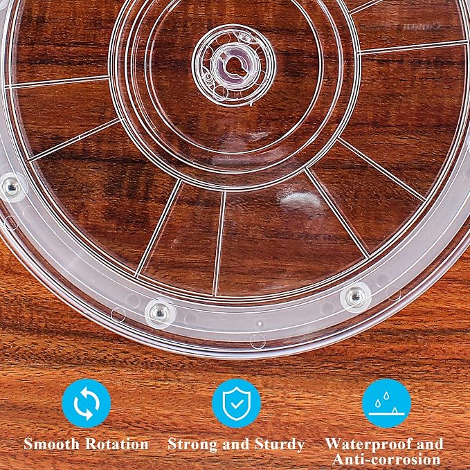Jersvims 8 Inch Acrylic Turntable Platter, Transparent | Round Rotating Plate, For Kitchen Pantry Cabinet Organizer, Desk Rack Spice Organizer, Cake Cookie Decorating