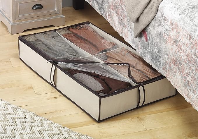 Whitmor 4 Section Underbed Boot Bag, White, Black