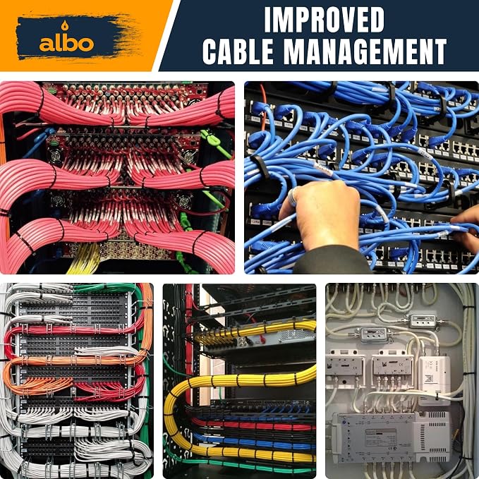 ALBO Zip Ties Black 8 Inch 5000 Pack 40 lb, Long Plastic Cable Ties Thick 0.14 Inch Tie Wraps Heavy Duty UV Resistant Nylon Wire Ties for Indoor and Outdoor / 5000pcs
