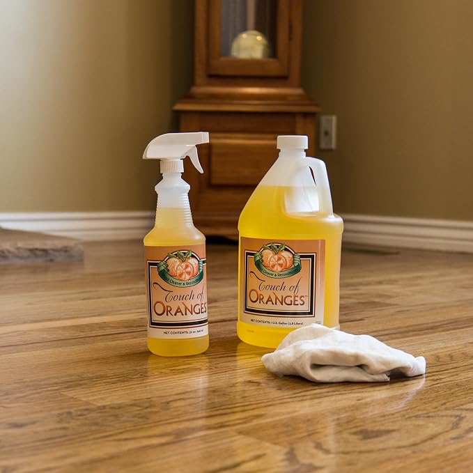 Touch Of Oranges Wood Cleaner & Polish Spray Real Orange Oil Luster Finish, Clean Kitchen Cabinets, Hardwood Floor and All Wood, Restorer, Conditioner - (1 Gallon)