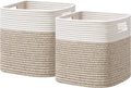 UBBCARE Storage Cubes 11 Inch, Cotton Rope Woven Baskets for Organizing, Cube Storage Bin for Baby Nursery, 2-Pack Square Toy Storage Baskets for Shleves Organizer, Closet, Kidsroom, Brown