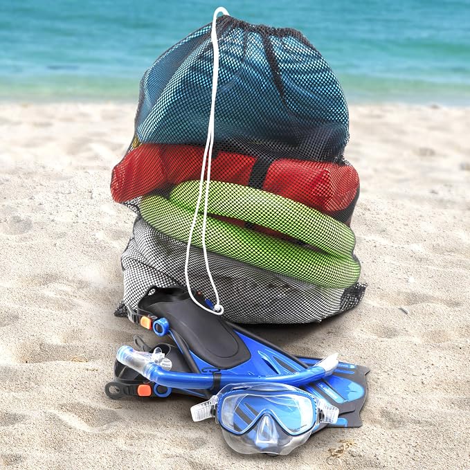 Champion Sports Mesh Equipment Bag – Heavy-Duty Nylon Drawstring Bag with Lock & ID Tag, Breathable Storage Sack for Balls, Swim Gear, Laundry & Toys, Multiple Sizes & Colors