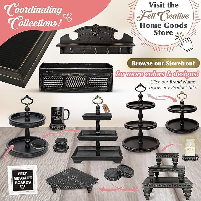 Felt Creative Home Goods Farmhouse Chicken Wire Countertop Shelving Organizer, Decorative Kitchen Pantry Storage Cabinet, Rustic Counter Storage Display, Country Kitchen Island Decor (Black)