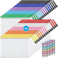JARLINK 30 Pack 10 Colors Zipper Mesh Document Pouch, 6x9 Inch/A5, Plastic Water-Resistant File Bags, for School Office Supplies, Cosmetics Travel Storage, Assorted Color