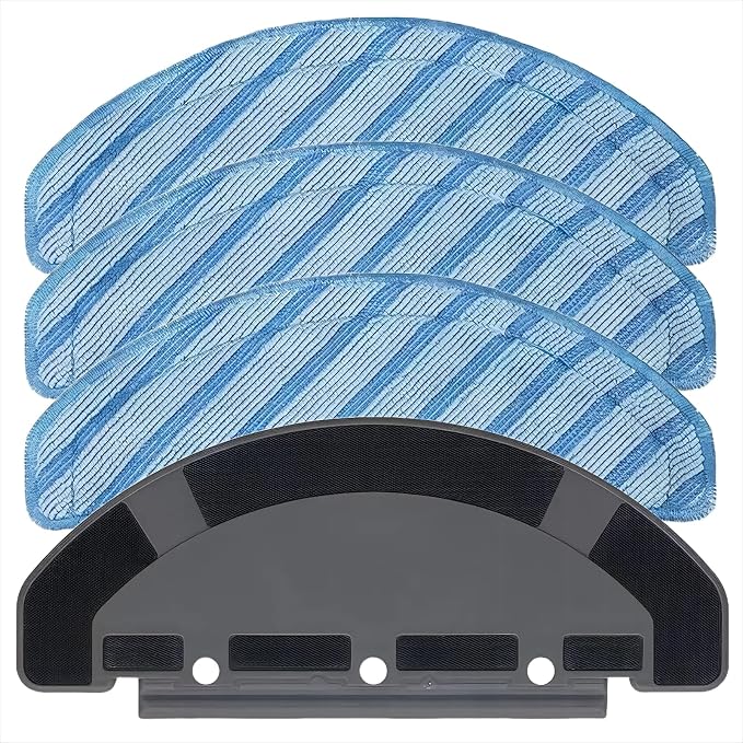 （4 pcs） Mop Pad Plate Accessories for Ecovacs Deebot T8,T8 Max,N8 Pro,T9 Vacuum Cleaner,1 mop pad Brackets，3 Mop Pads，Replacement Mop Bracket Accessories
