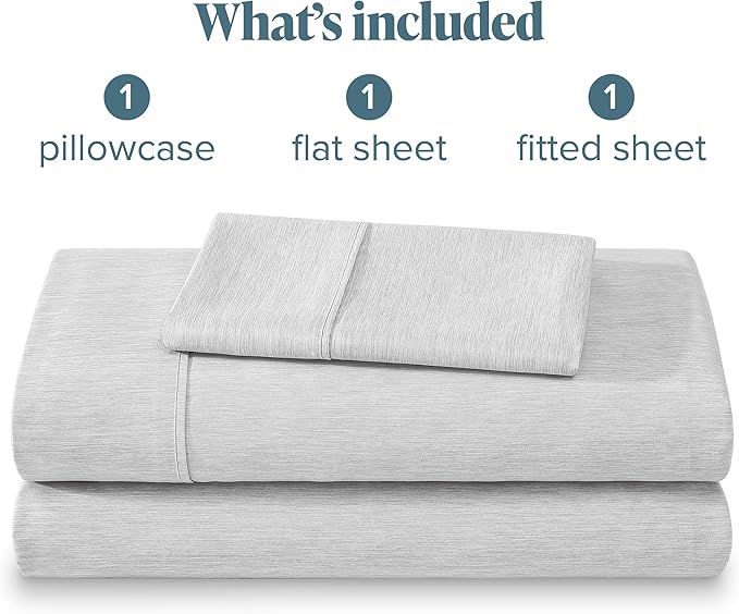 Bare Home Twin Sheet Set - 1800 Ultra-Soft Microfiber Double Brushed - Deep Pockets - Easy Fit - Extra Soft - 3 Piece Set - Bedding Sheets & Pillowcases (Twin, Heathered Pewter)