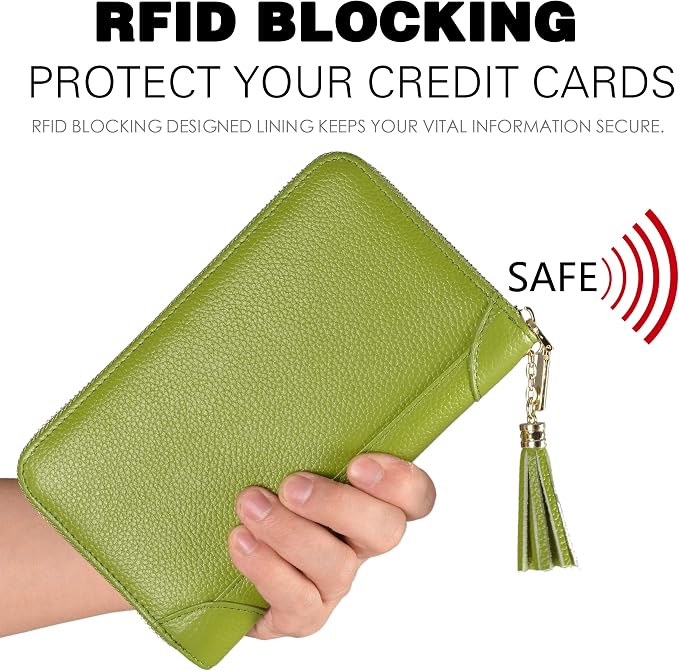 Easyoulife Credit Card Holder Wallet Womens Zipper Leather Case Purse RFID Blocking