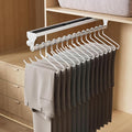 Pull Out Closet Rod, 15.7inch Heavy Duty Pants Rack, Adjustable Clothes Hanger Rail, Space Aluminum Valet Rod, Top Mounted Wardrobe Clothes Organizer, Closet Storage for Trousers Coats White