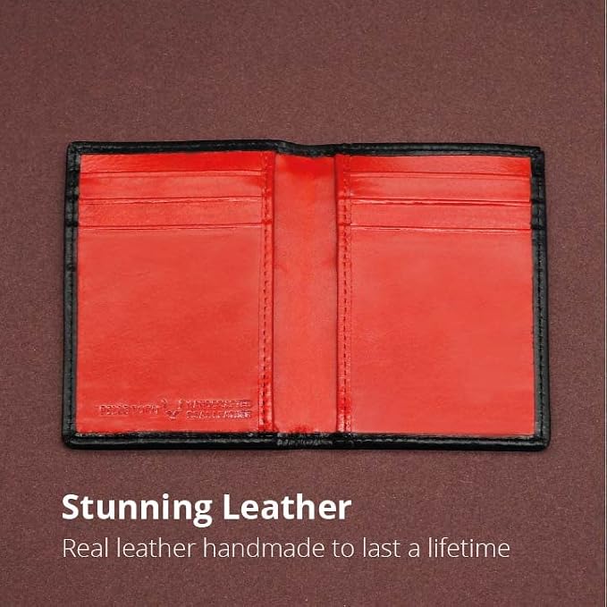 Minifold Men's Slim Leather Wallet with RFID Blocking Contactless Handmade, Minimalist and Slim, in Gift Box for Men