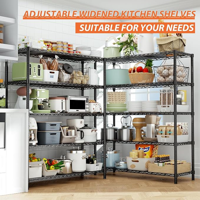 ROOMTEC 5-Tier Wire Shelving Unit, 48" W*20" D*72" H, Max Load 2000LBS | Heavy Duty Garage Shelving,Adjustable Storage Shelves,Metal Utility Shelf Rack for Kitchen,Laundry,Pantry,Warehouse,Basement