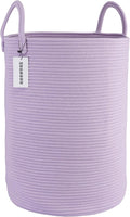 XUANGUO Cotton Rope Laundry Basket Hamper for Clothes Woven Storage Basket for Living Room Bedroom Boho Tall Rope Baskets for Blanket Toys Pillow Towels Baby Nursery Hamper Bin Large purple