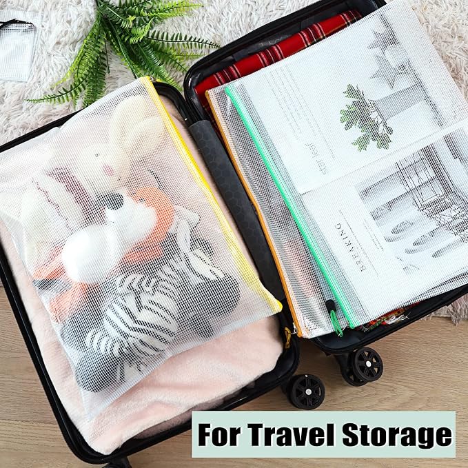 EOOUT 36pcs Mesh Zipper Pouches for Organizing, Zipper Bags, 16x11 Inches Large Puzzle Bags, 12 Colors Storage Bag Zipper File Bags for Office Supplies