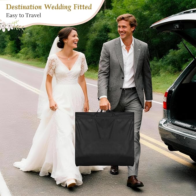 KEETDY Wedding Dress Garment Bag for Travel with 4" Gusseted Long Hanging Dress Bags for Gowns for Women Garment Cover Clothes Storage for Closet (Black, 65 inch)