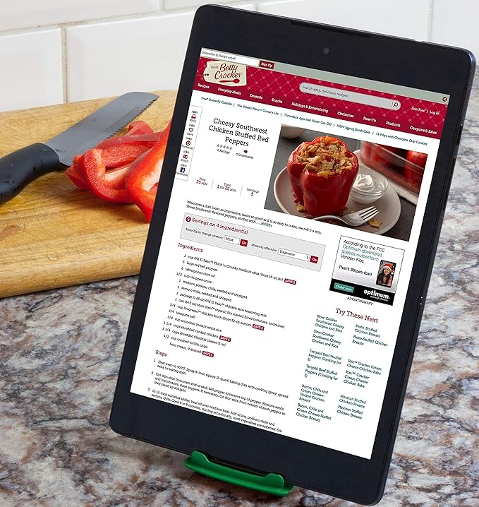 Cestari Recipe Holder Stand for Smartphones and Tablets, Keep Your Phone, Kindle, or iPad Convenient While Cooking - Original Kitchen Gadget Phone and Tablet Stand