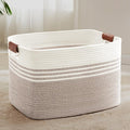 86L Large Woven Laundry Basket Hamper with Leather Handles,Brown | 24"x16"x14", collapsible wicker hamper, storage for dirty clothes, toys, blankets, gifts, living room, bedroom, bathroom