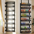 Over the Door Pantry Organizer, 8-Tier Over the Door Spice Rack with Adjustable Baskets, Wall-Mounted or Hanging Shelves for Kitchen, Laundry Room, Bathroom(Black, 19.3"W x 5.2"D x 72.6"H)