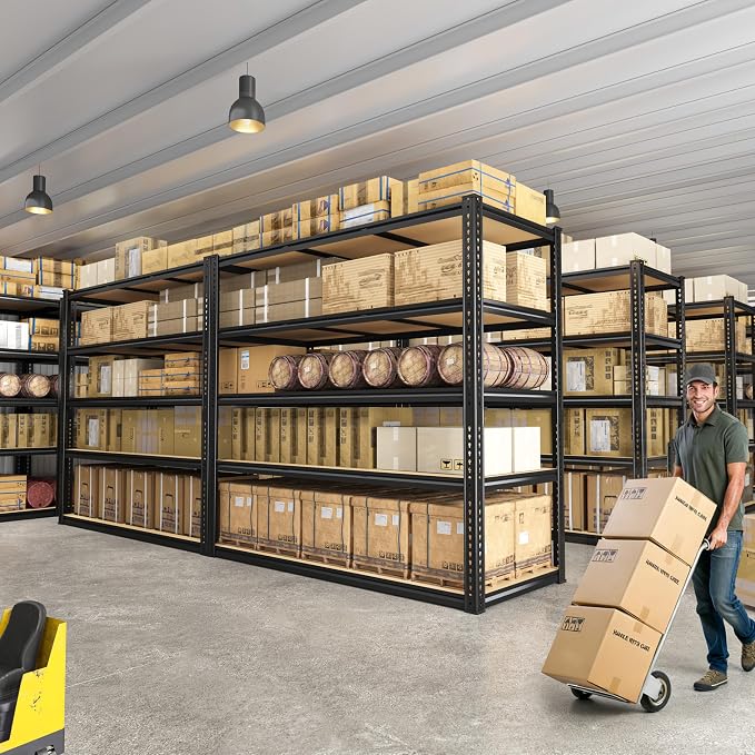 48" W Garage Shelving Heavy Duty 3080LBS Garage Storage Shelving, 5 Tier Adjustable Metal Shelving Unit Utility Rack Shelf for Warehouse, Pantry, Closet, Kitchen 72" H x 48" W x 24" D, Black,2PCS