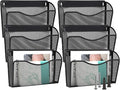 EASEPRES 6 Single Pocket Mesh Hanging File Organizer, Vertical Wall Mounted Magazine File Holder, Mount Basket Mail Paper Document Folder Organizing for Office, Home and School, Black