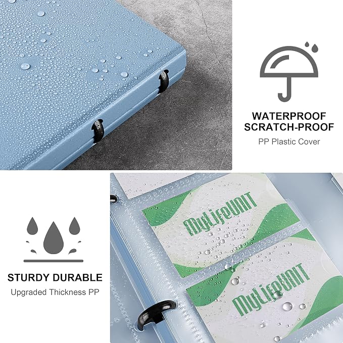 MyLifeUNIT Business Card Book, Name Card Holder Book with 600 Business Cards Capacity, Credit Card Book File Storage (Light Blue)