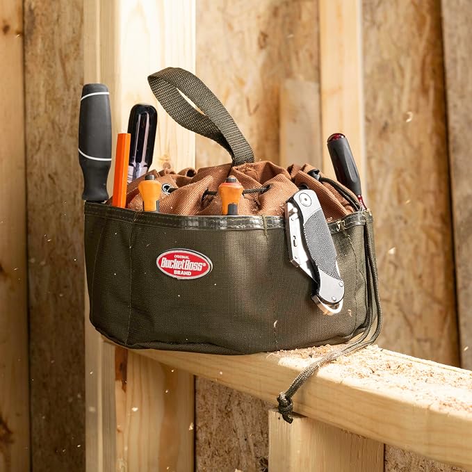 Bucket Boss 25001 Canvas Organizer Parachute Bag with 19 Pockets for Nails,Screws, and Bolts in Brown (Pack of 6)