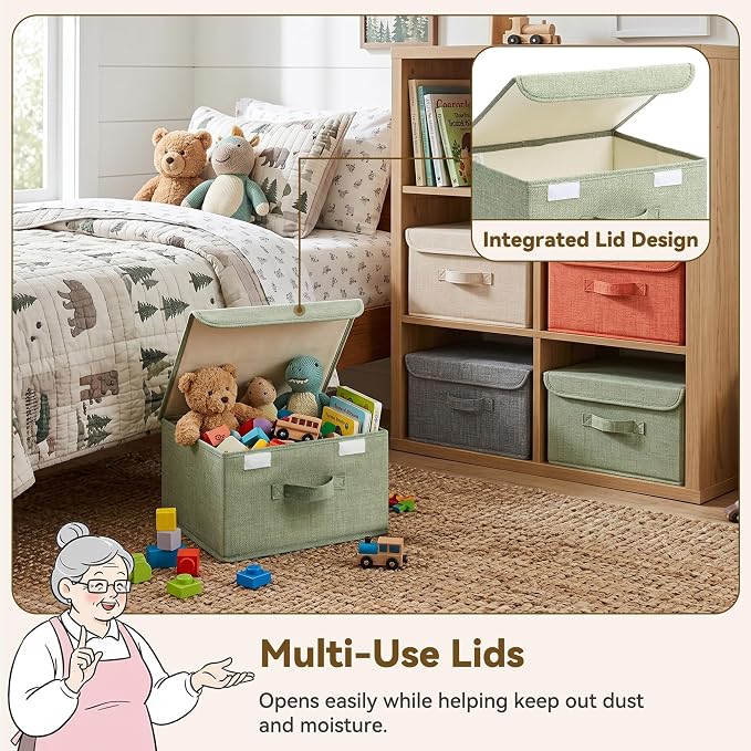 GRANNY SAYS Storage Bins with Lids, Decorative Storage Boxes, Shelf Baskets, Closet Storage Bins for Clothing, Collapsible Storage and Organization, Mixed Color Storage Bins, 4-Pack