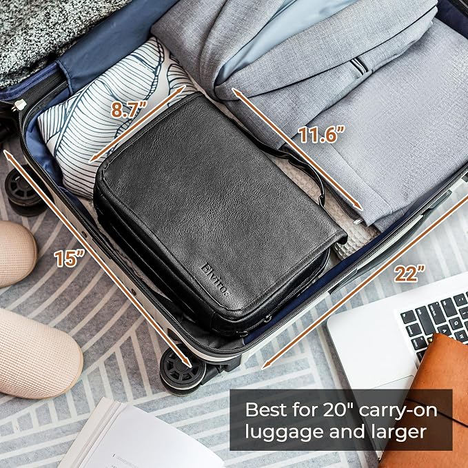 Elviros Hanging Toiletry Bag Removable Travel Bag PU leather Makeup Cosmetic Organizer Kit, Black | Removable Travel Organizer Bag for Cosmetics, Toiletries, Makeup Tools, and Daily Essentials with Easy Carry Design