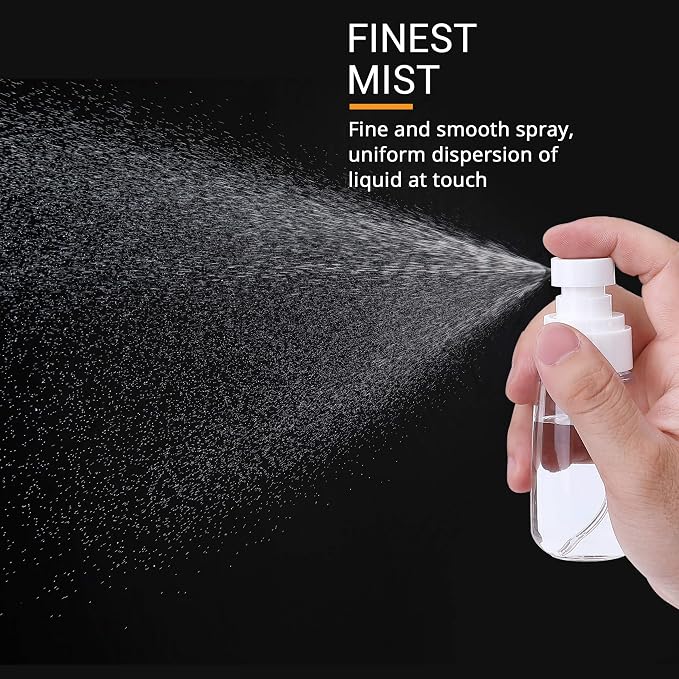 RELANOR Pack 2 Small Spray Bottle Travel Size 3.39oz/100ml - Fine Mist Mini Empty Spray Bottles - Leak Proof - for Toners, Face & Hair Mist