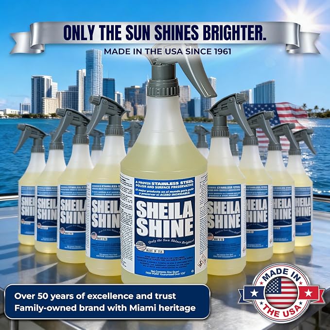 Sheila Shine 1 Quart Stainless Steel Cleaner and Polish w/Microfiber Cloth - Cleans, Polishes & Protects Kitchen Appliances, Refrigerators, Sinks, Ovens & Grills - Streak Free Stainless Sink Cleaner