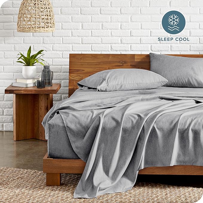 Bare Home Twin Sheet Set - 1800 Ultra-Soft Microfiber Double Brushed - Deep Pockets - Easy Fit - Extra Soft - 3 Piece Set - Bedding Sheets & Pillowcases (Twin, Heathered Charcoal)