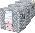 WISELIFE Storage Bags [3 Pack/100L] Large Blanket Clothes Organization and Storage Containers for Comforters,Bedding, Foldable Organizer with Reinforced Handle, Clear Window, Sturdy Zippers,Light Gray
