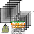 Small Mesh Bags Drawstring, 11.8"x7.48", 10 Pack, Nylon (Black), Reusable | Small Net Bag; Lightweight, Breathable; for Travel, Gym, Swimwear, Laundry, Sports, Beach Gear, Camping & Daily Organization