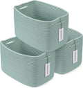 Cotton Rope storage Basket Bins Woven Basket for Organizing Shelves 15X10X9.3" Rectangle Decorative Baskets For storage Clothes Toys Books Towels Nursery basket organizer 3 pack Green