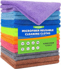 lucdnc Microfiber Cleaning Cloths 16 Pack 8 Color Cleaning Rags for Housekeeping Home Kitchen Bathroom Car,11.5"X11.5" Soft Lint Free Wet and Dry Use Dusting Cleaning Supplies Towels