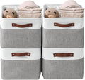 DECOMOMO Storage Bins, Extra Large Fabric Storage Baskets for Shelves, Decorative Linen Closet Organizer, 15.8 x 12.5 x 10 inches (Grey & White, 4 Pack)