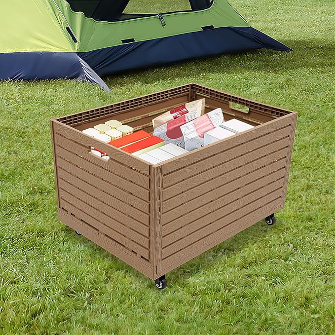 Collapsible Rolling Crate on Wheels,Heavy Duty Foldable Storage Bin,440lbs Capacity Plastic Furniture Moving Dolly Cart for Travel Shopping (1PCS)