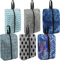 BeeGreen Shoe Bags 6 Pack Geometry Design for Travel with Handle as Packing Organizers for Suitcase and Luggage | Portable Nylon Storage Accessories for Vacations, Essential Gifts for Women and Men