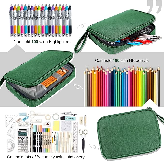Zannaki Big Capacity Storage Pouch Marker Pen Pencil Case Simple Stationery Bag Box Art Tool & Sketch Storage Boxes for Bullet Journal Middle High School Office College Student Girl Women Adult Teen