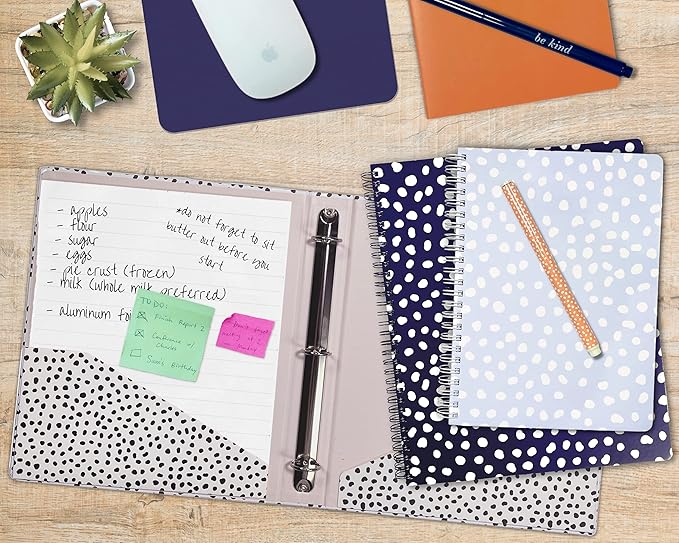 Steel Mill & Co Cute Mini Spiral Notebook, 8.25" x 6.25" Journal with Durable Hardcover and 160 Lined Pages, Light Blue Dots