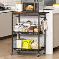 Microwave Kitchen Rolling Cart, 35.43" H Microwave Table Stand with Lockable Wheels, Utility Cart with Adjustable Shelf for Small Kitchen Island, Coffee Bar Table, Appliance Storage, Bakers Rack