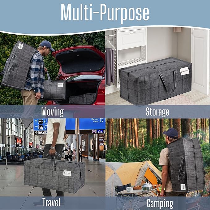 VENO 8 Pack Heavy Duty Moving Bags with Backpack Straps, Zippers & Handles, Extra Large Packing Bags for College Dorm Essentials, Moving Supplies Alternative to Cardboard Moving Boxes