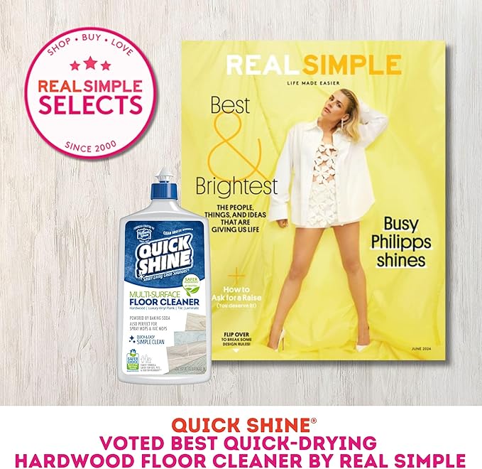 Quick Shine Multi Surface Floor Cleaner 27oz, 6Pk | Ready to Use-Streak Free- No Rinse | Use on Hardwood, Laminate, Luxury Vinyl Plank & Stone | Use in Spray Mops & Vac Mops | Safer Choice Cleaner