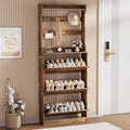 Shoe Storage Cabinet, Wood Shoe Organizer for Entryway with 3 Flip Drawers, Freestanding Shoe Rack with Adjustable Shelf, Narrow Shoe Dresser for Front Door Entrance (Brown, Tall 3 Drawers)