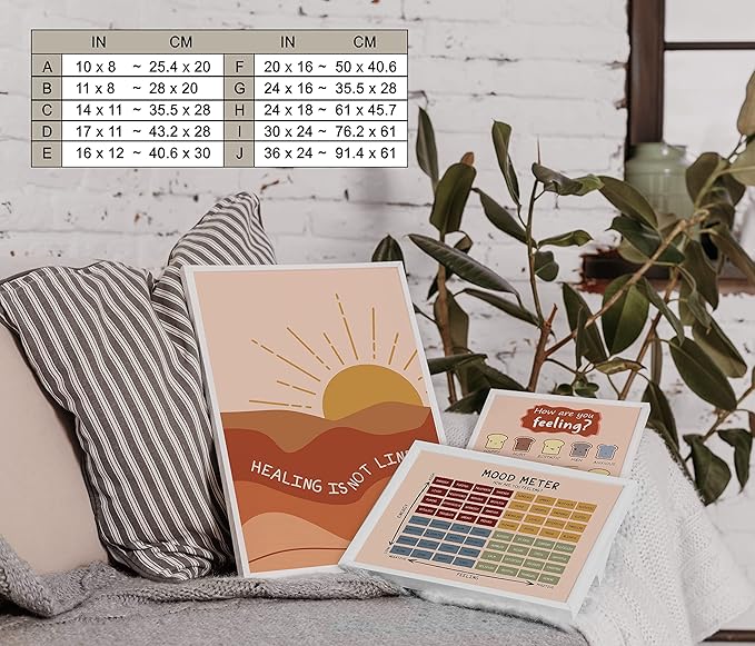 LOLUIS Mental Health Poster, Boho Therapy Tools Educational Supplies Art Print Classroom School Office Decor (Mood Meter, Custom Frame Type)